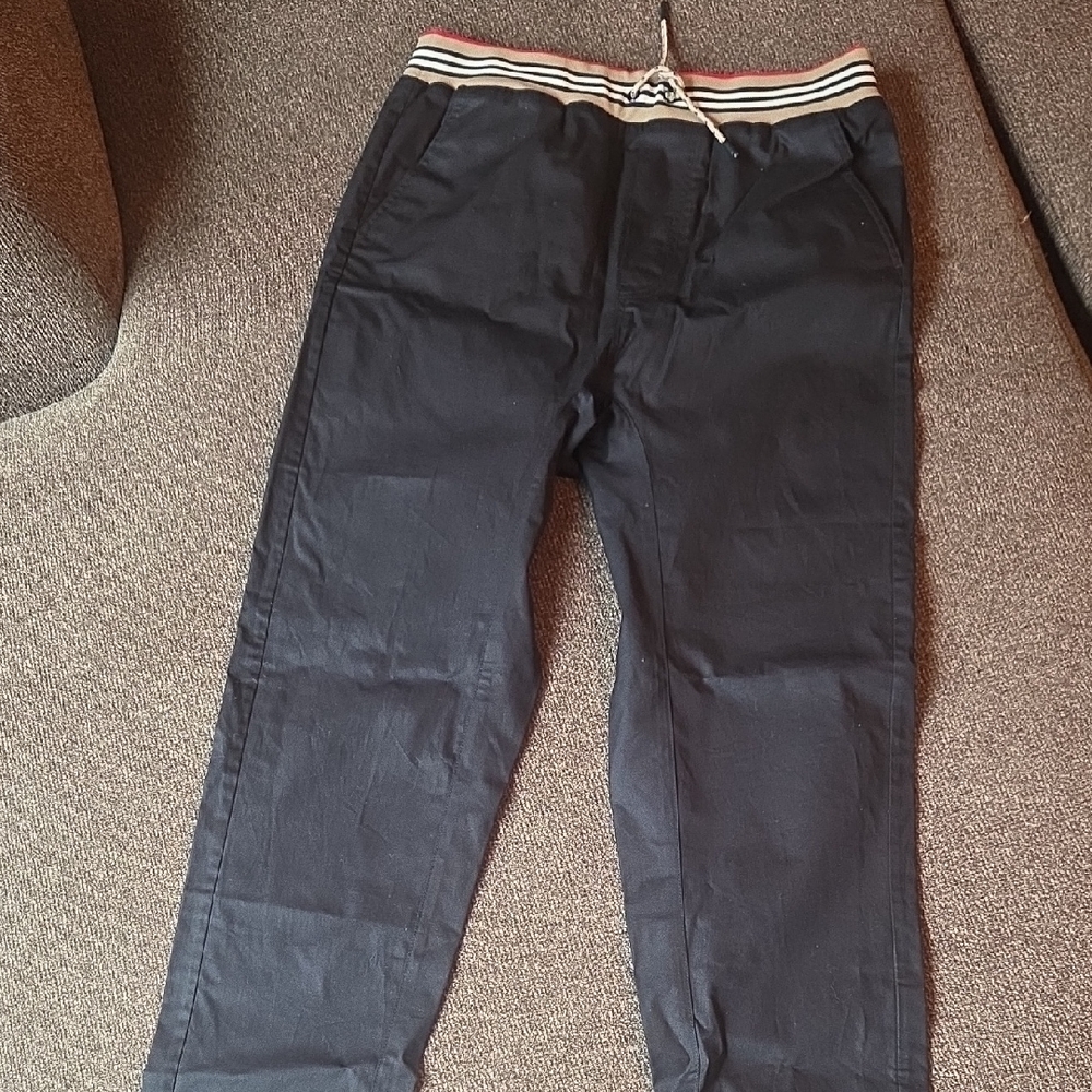 Burberry Black Chinos with Striped Waistband